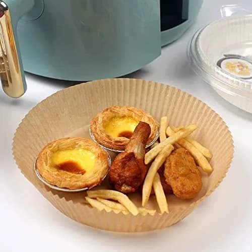 TOGOO Air Fryer Paper Liners 7.9" Round | Non-stick Disposable Parchment Sheets for Baking & Roasting thumbnail 4