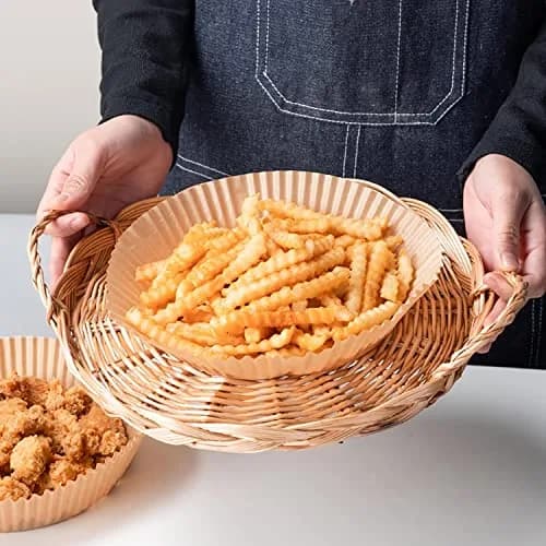 TOGOO Air Fryer Paper Liners 7.9" Round | Non-stick Disposable Parchment Sheets for Baking & Roasting thumbnail 5
