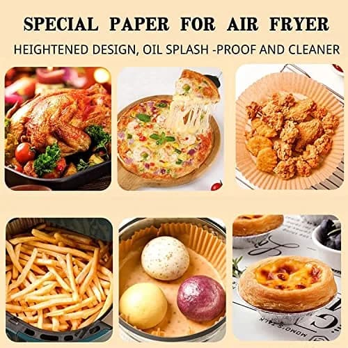 TOGOO Air Fryer Paper Liners 7.9" Round | Non-stick Disposable Parchment Sheets for Baking & Roasting thumbnail 6