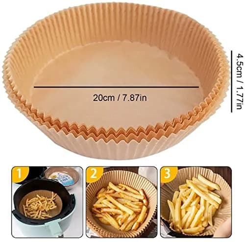 TOGOO Air Fryer Paper Liners 7.9" Round | Non-stick Disposable Parchment Sheets for Baking & Roasting thumbnail 7