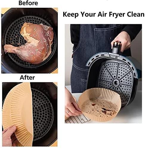 TOGOO Air Fryer Paper Liners 7.9" Round | Non-stick Disposable Parchment Sheets for Baking & Roasting thumbnail 2