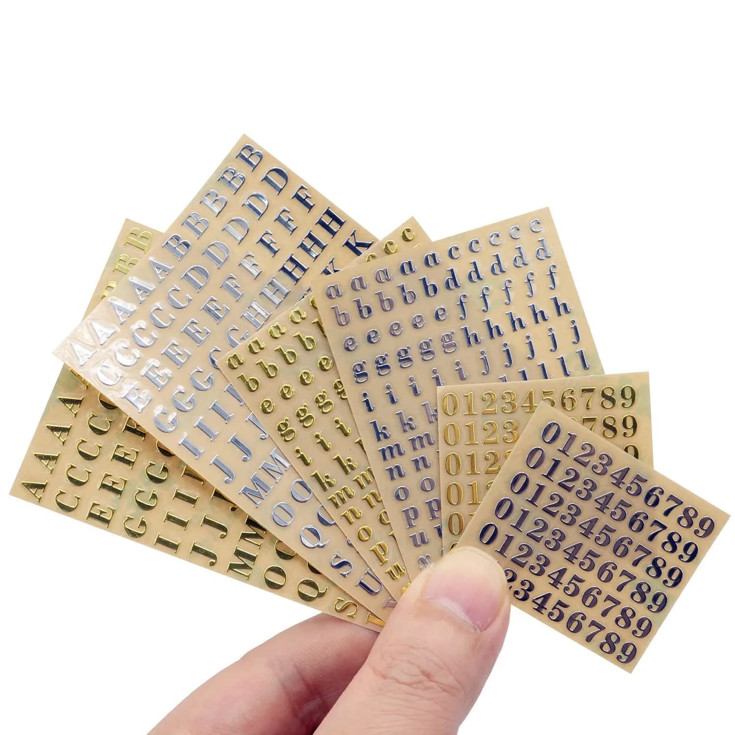 SIXQJZML Mini Alphabet Number Stickers 4.5mm (0.18 inch) | Glitter Alloy Self-Adhesive Letters for Crafts - main product image