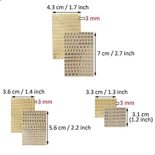 SIXQJZML Mini Alphabet Number Stickers 3mm | Glitter Alloy Self-Adhesive Letters for Resin Crafts & Scrapbooking thumbnail 2