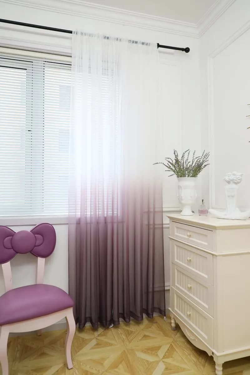 PHILEASY Gradient Purple Sheer Curtains 63" L | Light-Filtering Rod Pocket Panels (Pack of 2) - view 3