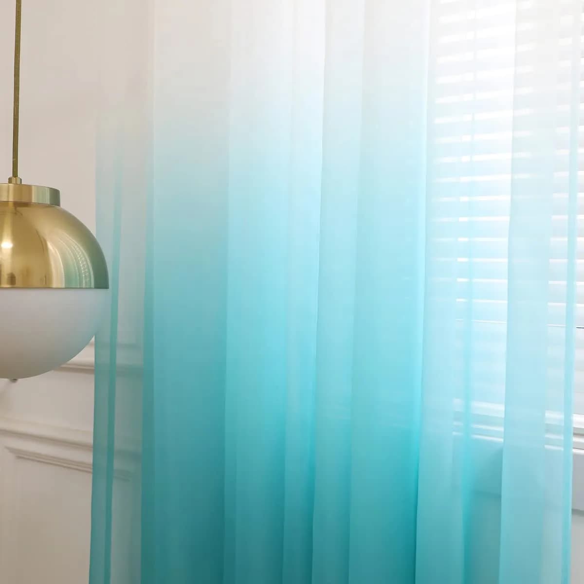 PHILEASY Gradient Blue Sheer Curtains 100" L x 52" W | Pack of 2 Light-Filtering Rod Pocket Panels - view 2