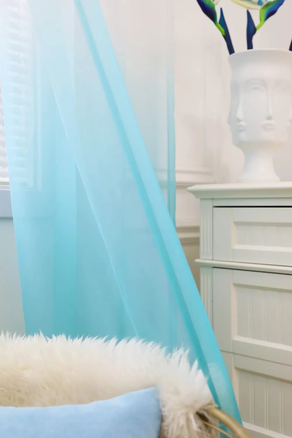 PHILEASY Gradient Blue Sheer Curtains 84 Inches Long, 2 Panels - Light-Filtering Rod Pocket - view 3