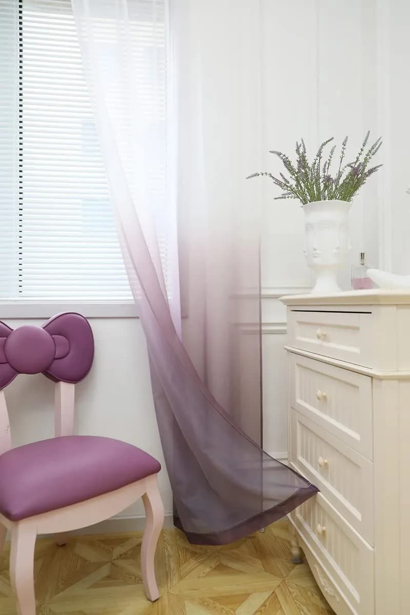 PHILEASY Gradient Purple Sheer Curtains 95" Long - Pack of 2 Light-Filtering Rod Pocket Panels - view 2