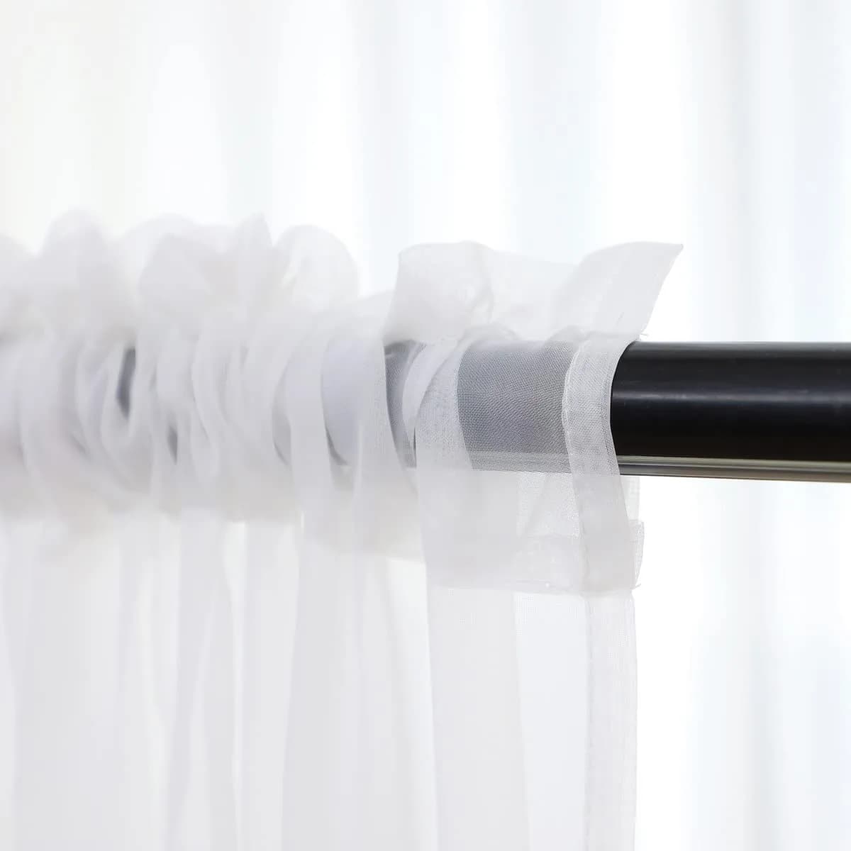 PHILEASY Gradient Gray Sheer Curtains 100" Long - 2 Panels | Light-Filtering Rod Pocket - view 4