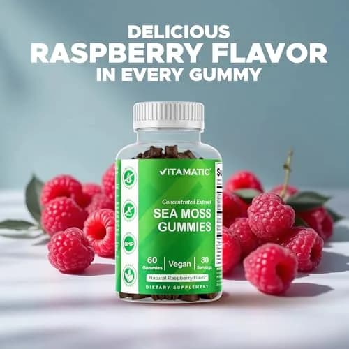 Vitamatic Sea Moss Gummies with Bladderwrack & Burdock, 60 Gummies | Vegan & Great-Tasting Herbal Supplement for Energy & Immunity thumbnail 5