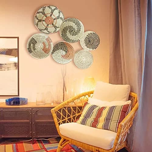 LOCS MICRAI Boho Wall Basket Decor Set of 6 | Handcrafted Seagrass Wall Art for Modern & Farmhouse Homes thumbnail 3