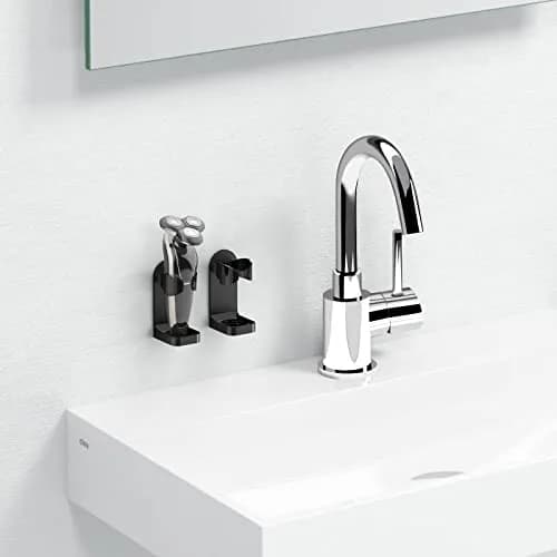 Linkidea 2 Pack Wall Mount Razor Holder | Self-Adhesive Bathroom Organizer for Philips 7, 9 Series, Black thumbnail 7