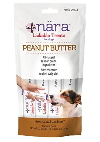 Cafe Nara Peanut Butter Lickable Dog Treats 0.5 oz Tubes | Hydrating, Grain-Free, Picky Eater Friendly thumbnail 1