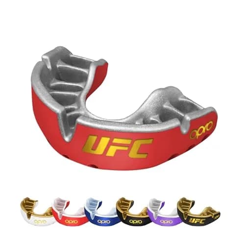 OPRO Gold Level UFC Moldable Mouth Guard, Premium Fit (Red/Silver) | Impact-Absorbing, Custom Fit for Athletes thumbnail 1