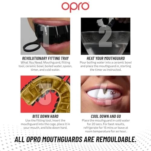 OPRO Gold Level UFC Moldable Mouth Guard, Premium Fit (Red/Silver) | Impact-Absorbing, Custom Fit for Athletes thumbnail 5