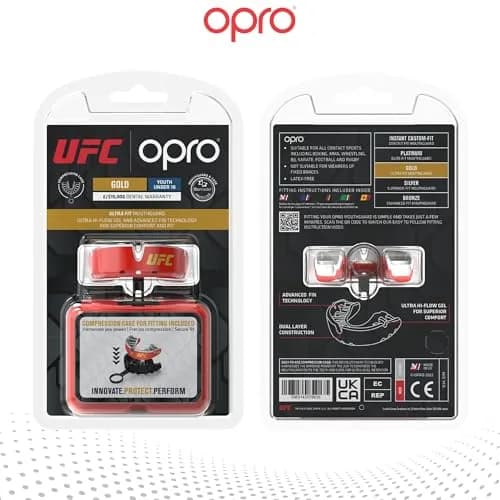 OPRO Gold Level UFC Moldable Mouth Guard, Premium Fit (Red/Silver) | Impact-Absorbing, Custom Fit for Athletes thumbnail 6