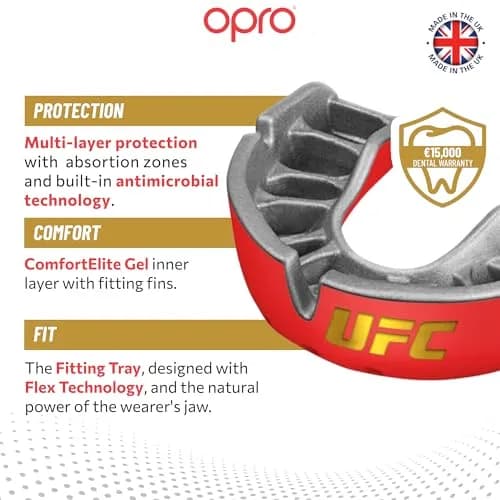 OPRO Gold Level UFC Moldable Mouth Guard, Premium Fit (Red/Silver) | Impact-Absorbing, Custom Fit for Athletes thumbnail 3