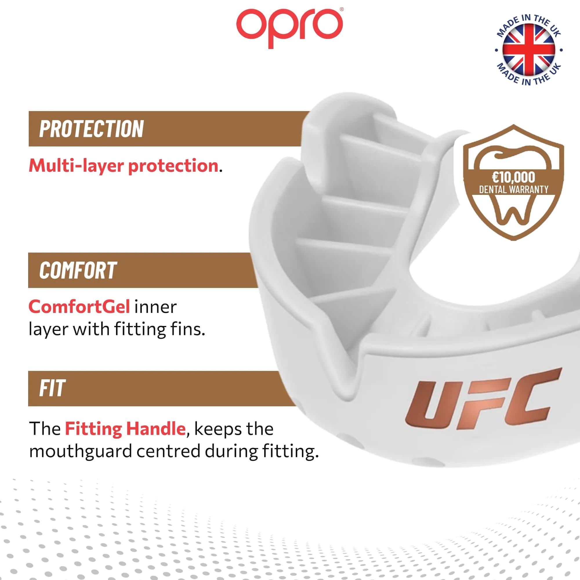 OPRO Bronze Level UFC White Adult Moldable Mouth Guard for Impact Sports - view 3