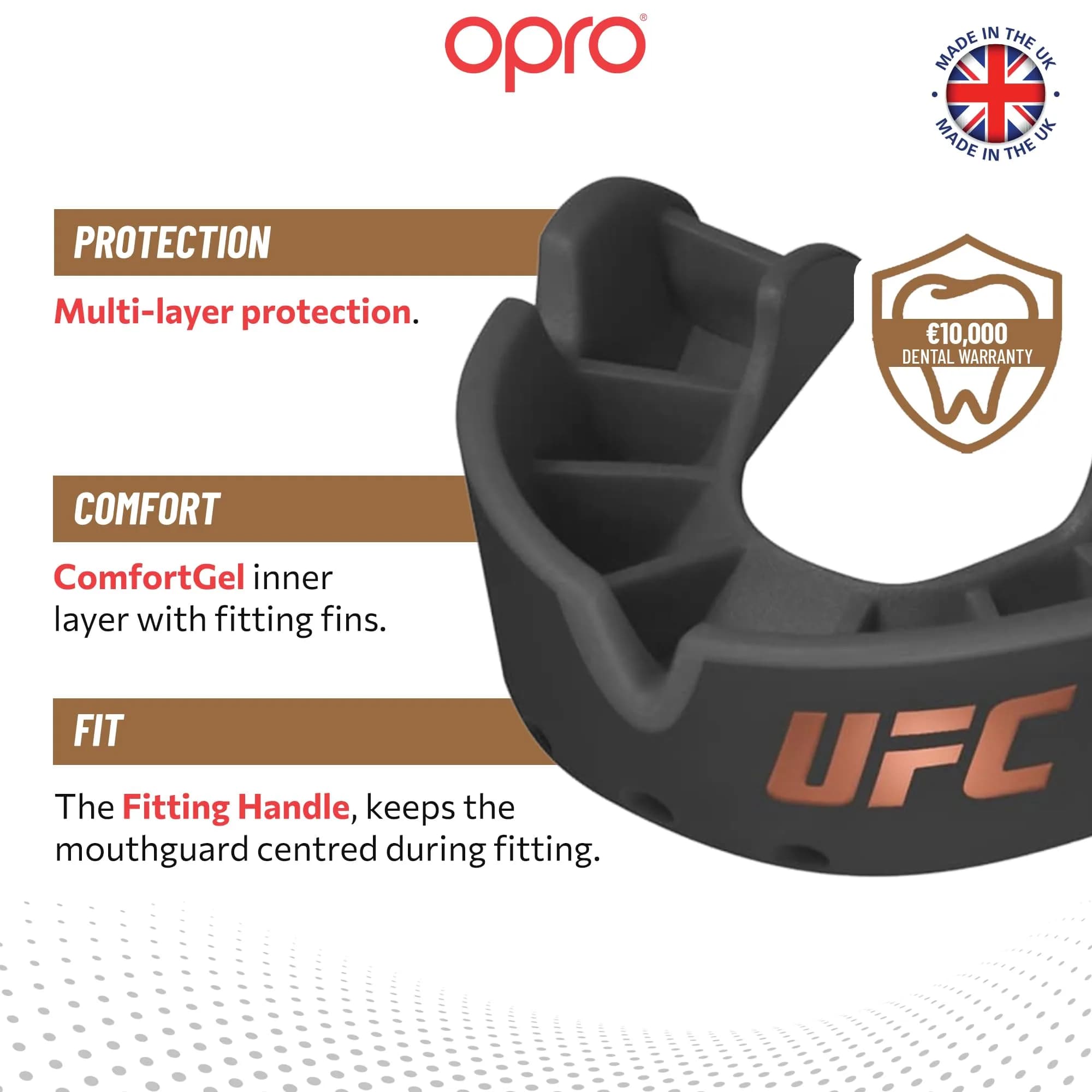 OPRO Bronze Level UFC Black Youth Moldable Mouth Guard for Essential Fit & Impact Sports - view 3