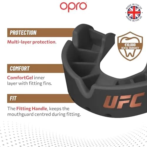 OPRO Bronze Level Youth UFC Moldable Mouth Guard Essential Fit (Black) | Boxing, MMA, Sports Protection thumbnail 3