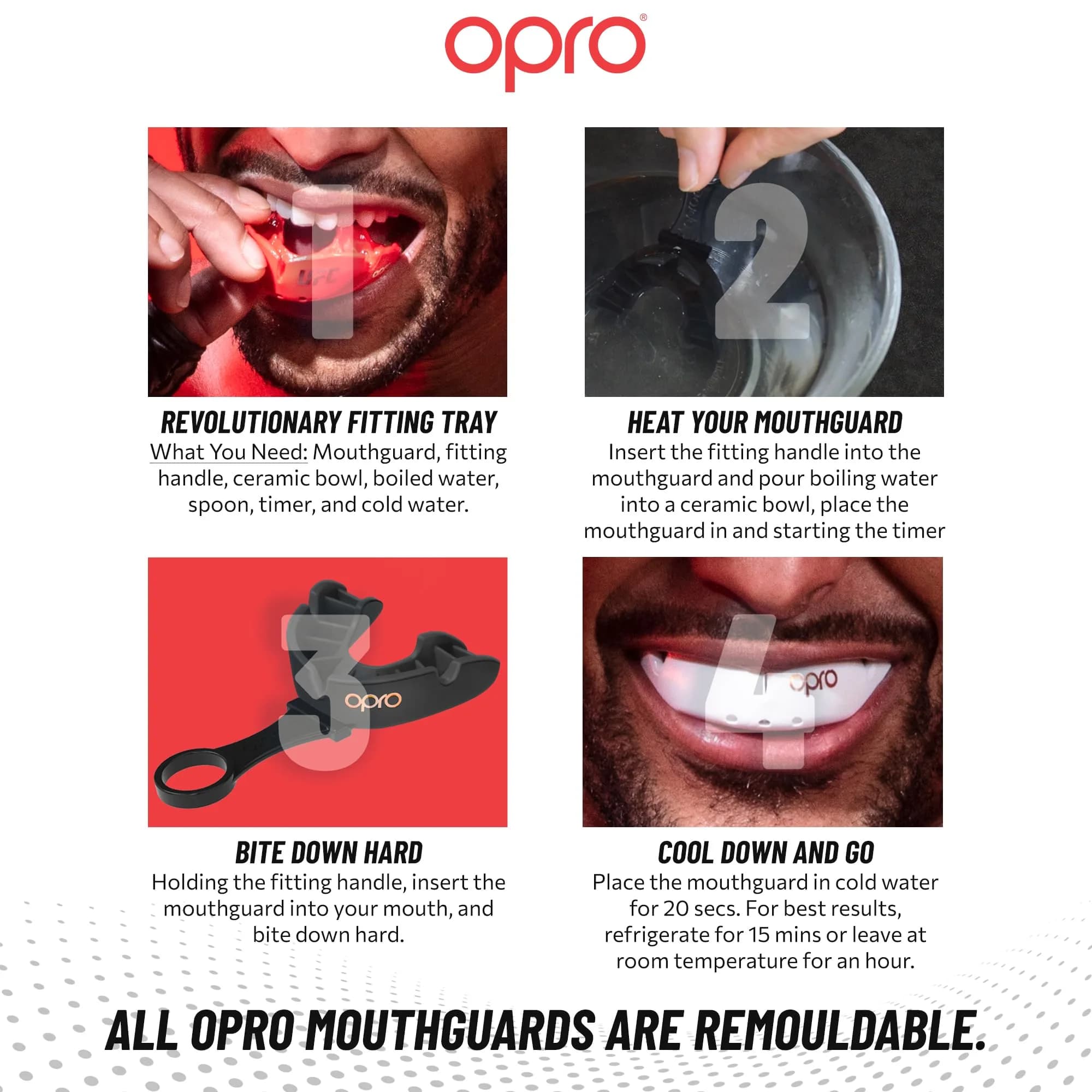OPRO Bronze Level Moldable Mouth Guard Essential Fit (Blue) 180mm x 105mm x 40mm | Impact Protection for Sports - view 5