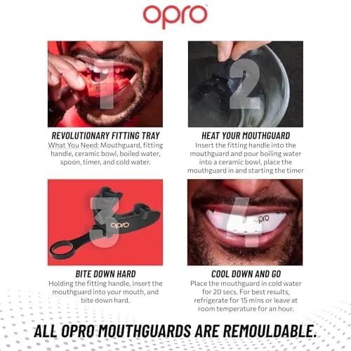 OPRO Bronze Level Moldable Mouth Guard Essential Fit (Blue) 180mm x 105mm x 40mm | Impact Protection for Sports thumbnail 5