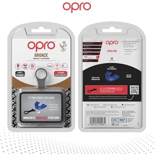 OPRO Bronze Level Moldable Mouth Guard Essential Fit (Blue) 180mm x 105mm x 40mm | Impact Protection for Sports thumbnail 7