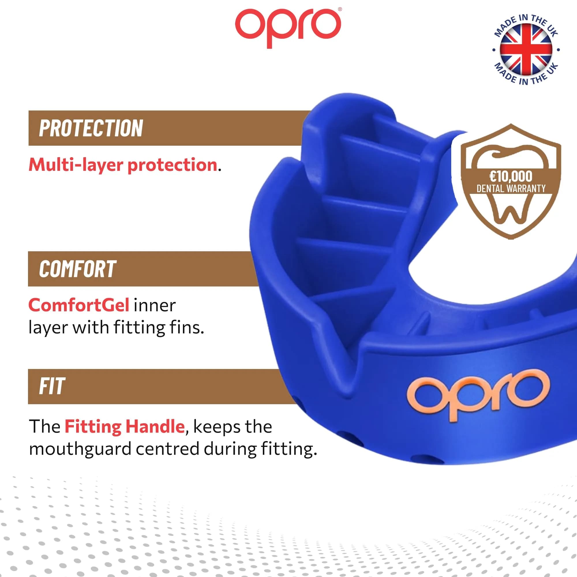 OPRO Bronze Level Moldable Mouth Guard Essential Fit (Blue) 180mm x 105mm x 40mm | Impact Protection for Sports - view 3