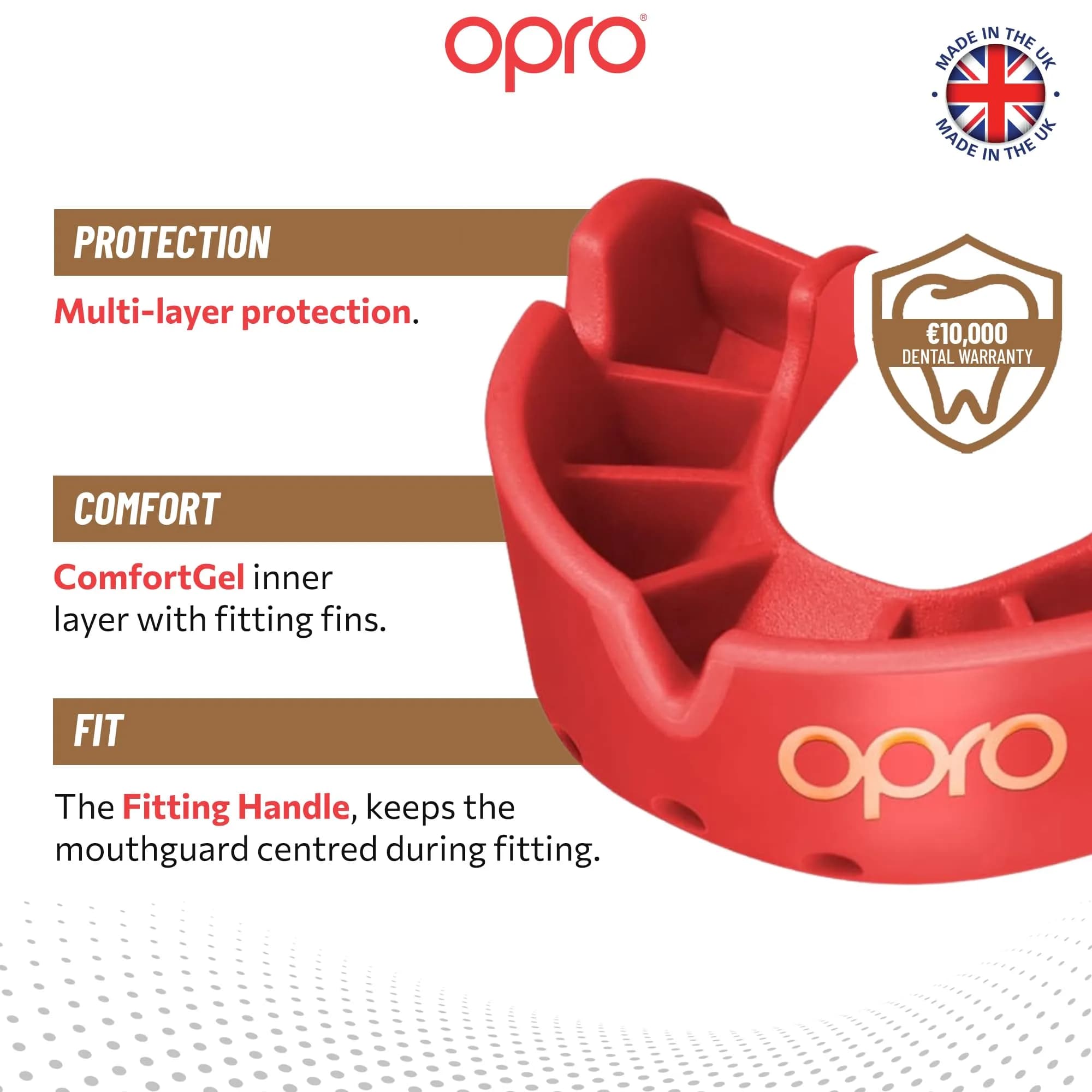 OPRO Bronze Level Youth Moldable Mouth Guard - Essential Fit, Red | Impact Protection for Boxing, MMA, Football & Hockey - view 3