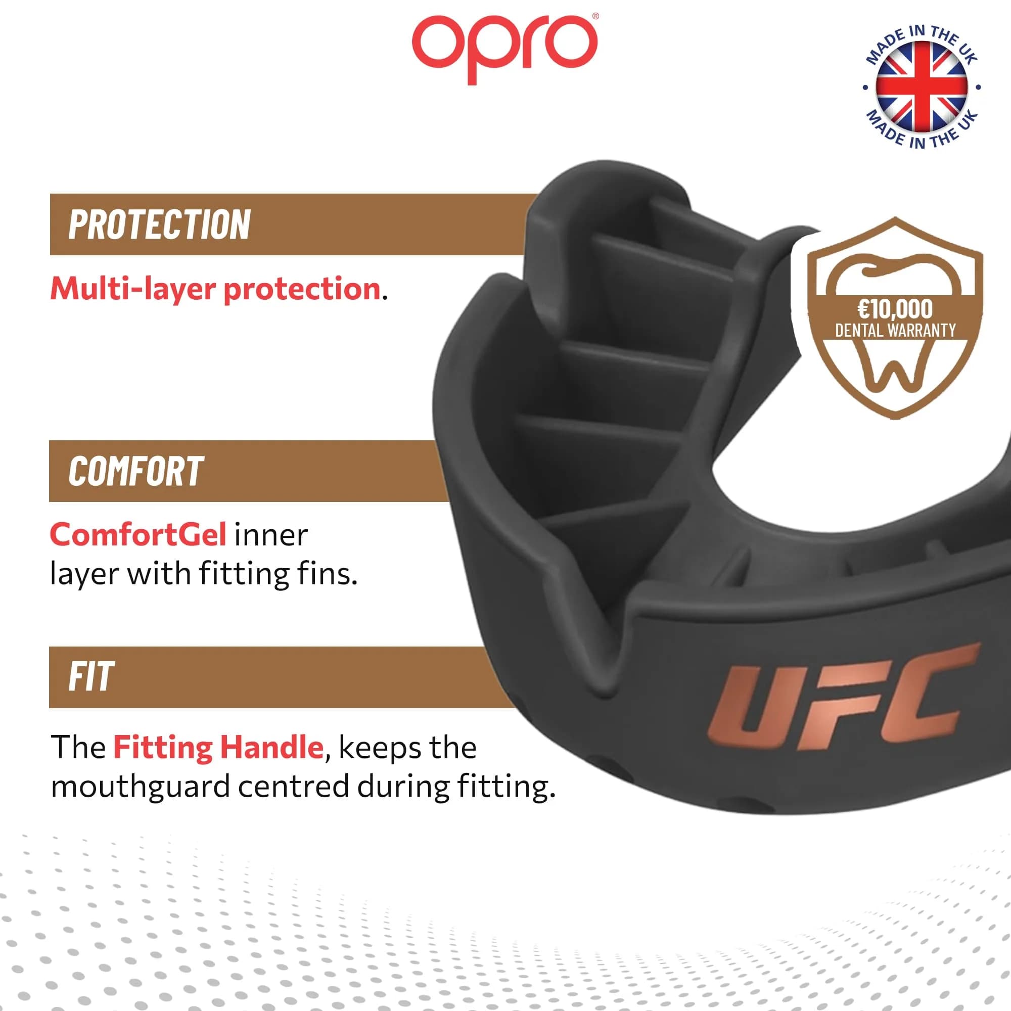 OPRO Bronze Level UFC Black Adult Moldable Mouth Guard for Impact Sports - view 3