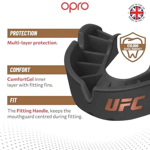 OPRO Bronze Level UFC Black Adult Moldable Mouth Guard for Impact Sports thumbnail 3