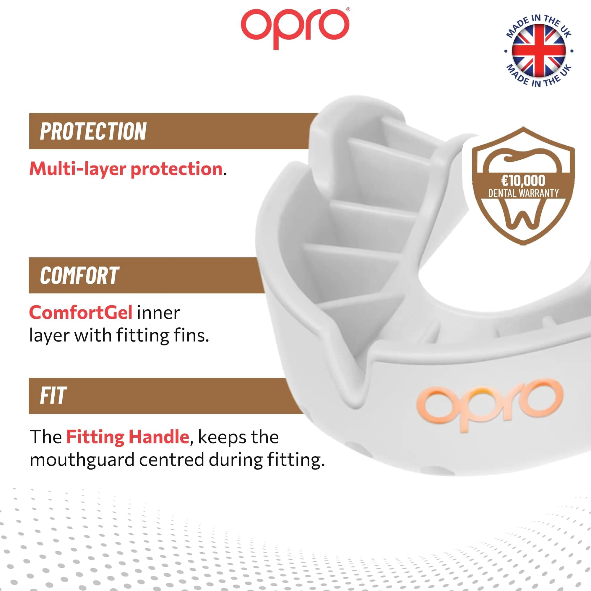 OPRO Bronze Level Moldable Mouth Guard - Essential Fit, White, Adult Size | Impact Protection for Sports - view 3