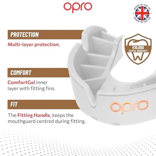 OPRO Bronze Level Moldable Mouth Guard - Essential Fit, White, Adult Size | Impact Protection for Sports thumbnail 3