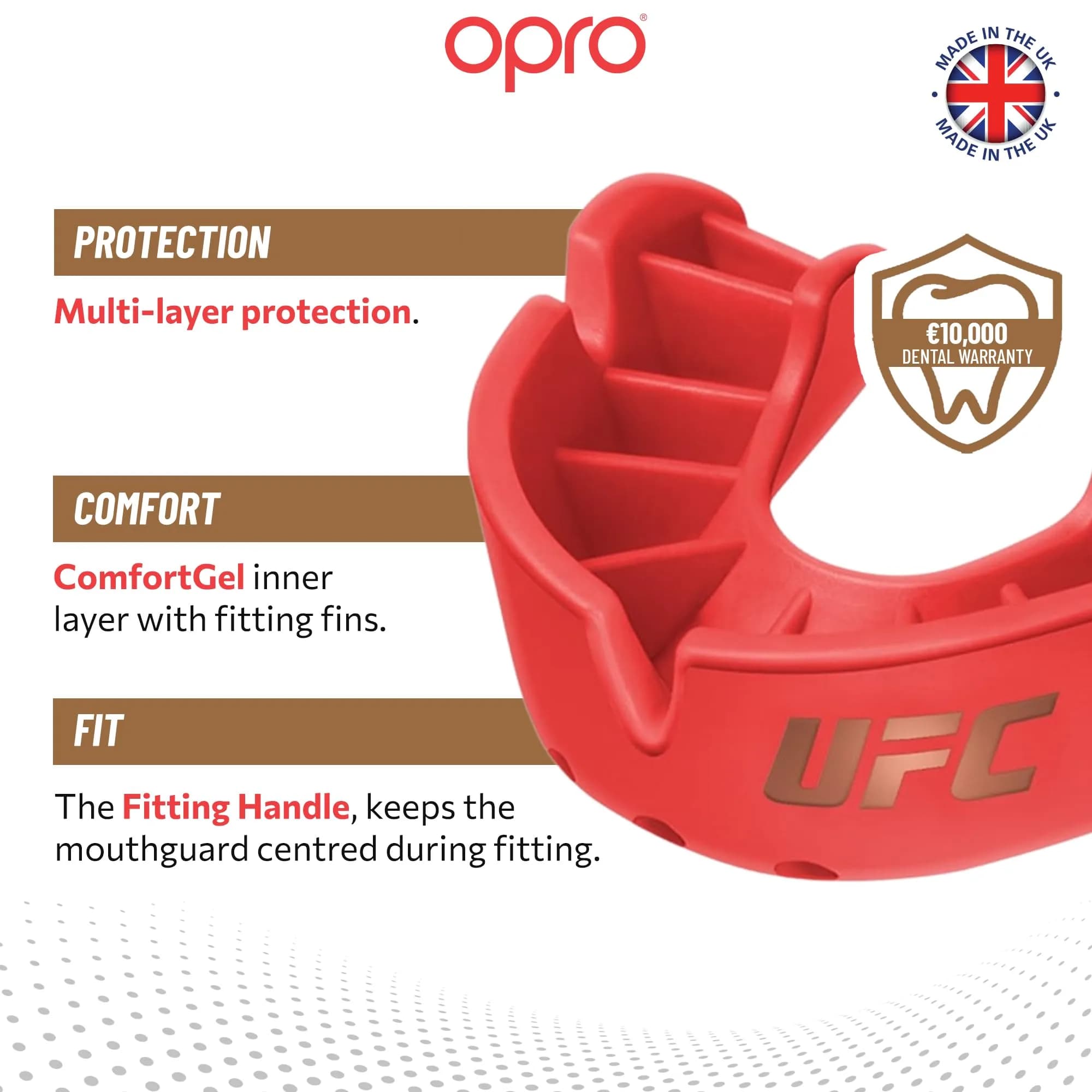 OPRO Bronze Level UFC Red Adult Moldable Mouth Guard for Impact Sports - view 3