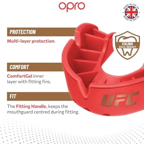 OPRO Bronze Level UFC Red Adult Moldable Mouth Guard for Impact Sports thumbnail 3