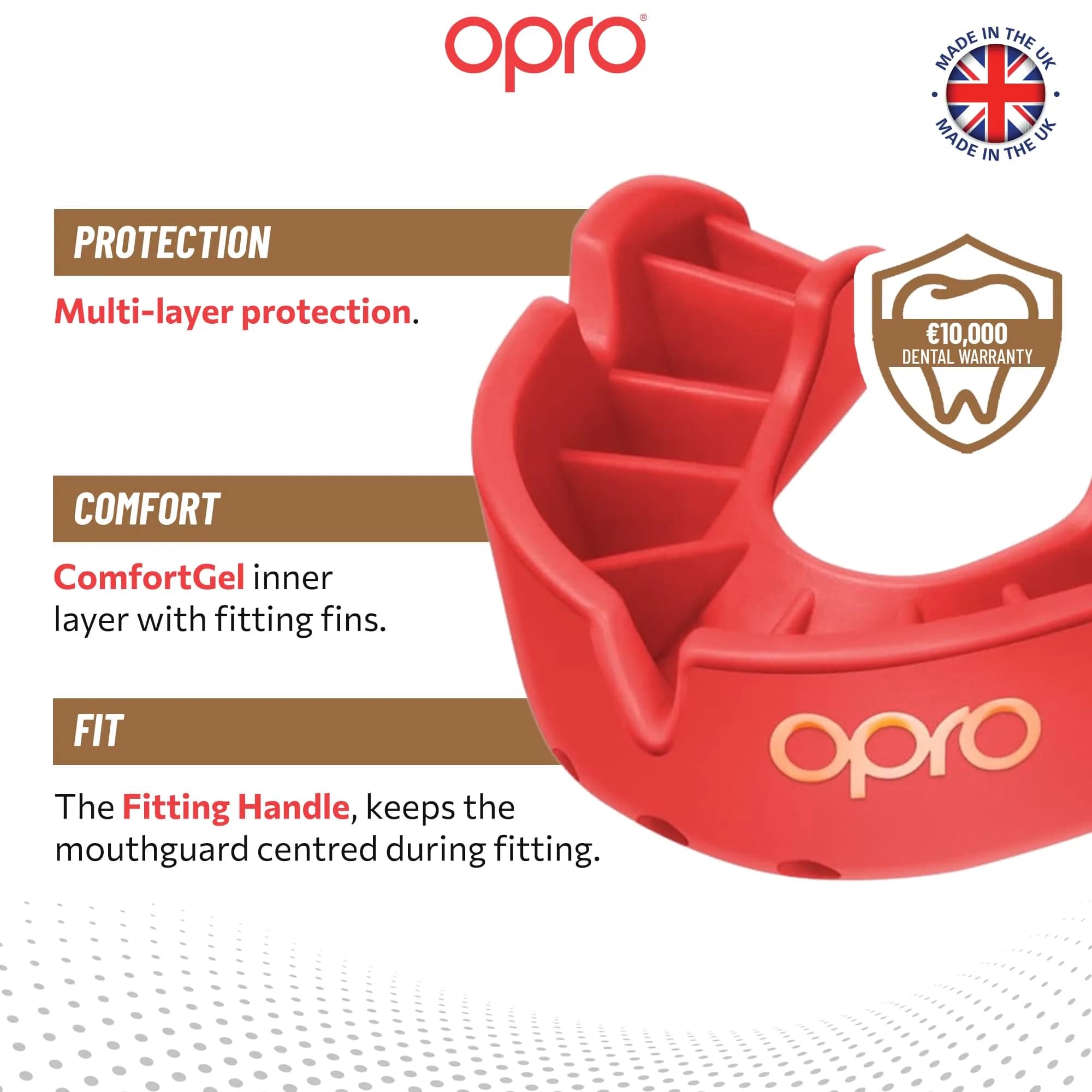 OPRO Bronze Level Moldable Mouth Guard Essential Fit - Red, Adult Size | Ultimate Sports Impact Protection - view 3