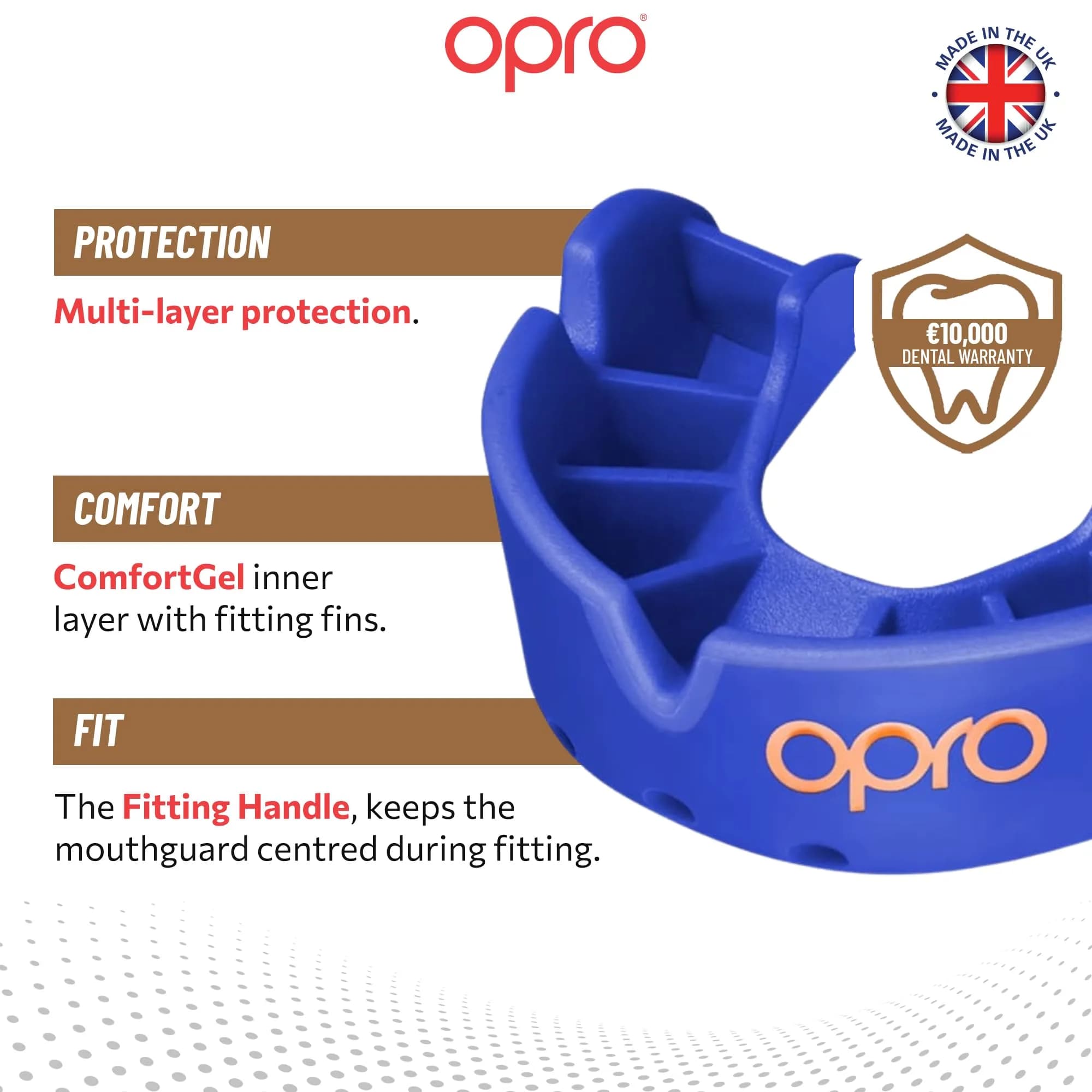 OPRO Bronze Level Youth Moldable Mouth Guard - Essential Fit, Blue for Boxing, MMA & Impact Sports - view 3