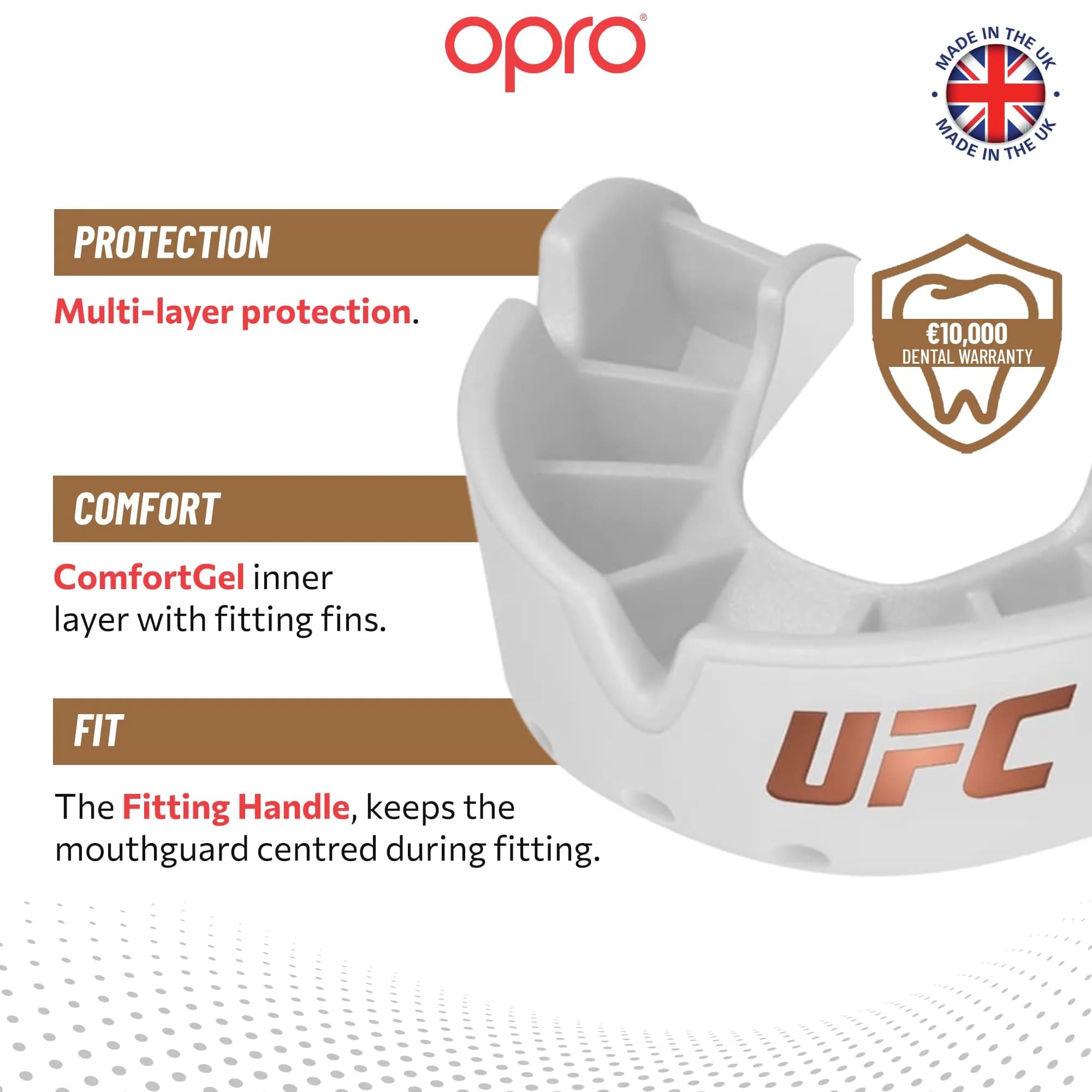 OPRO Bronze UFC White Youth Moldable Mouth Guard for Essential Fit Impact Protection - view 3