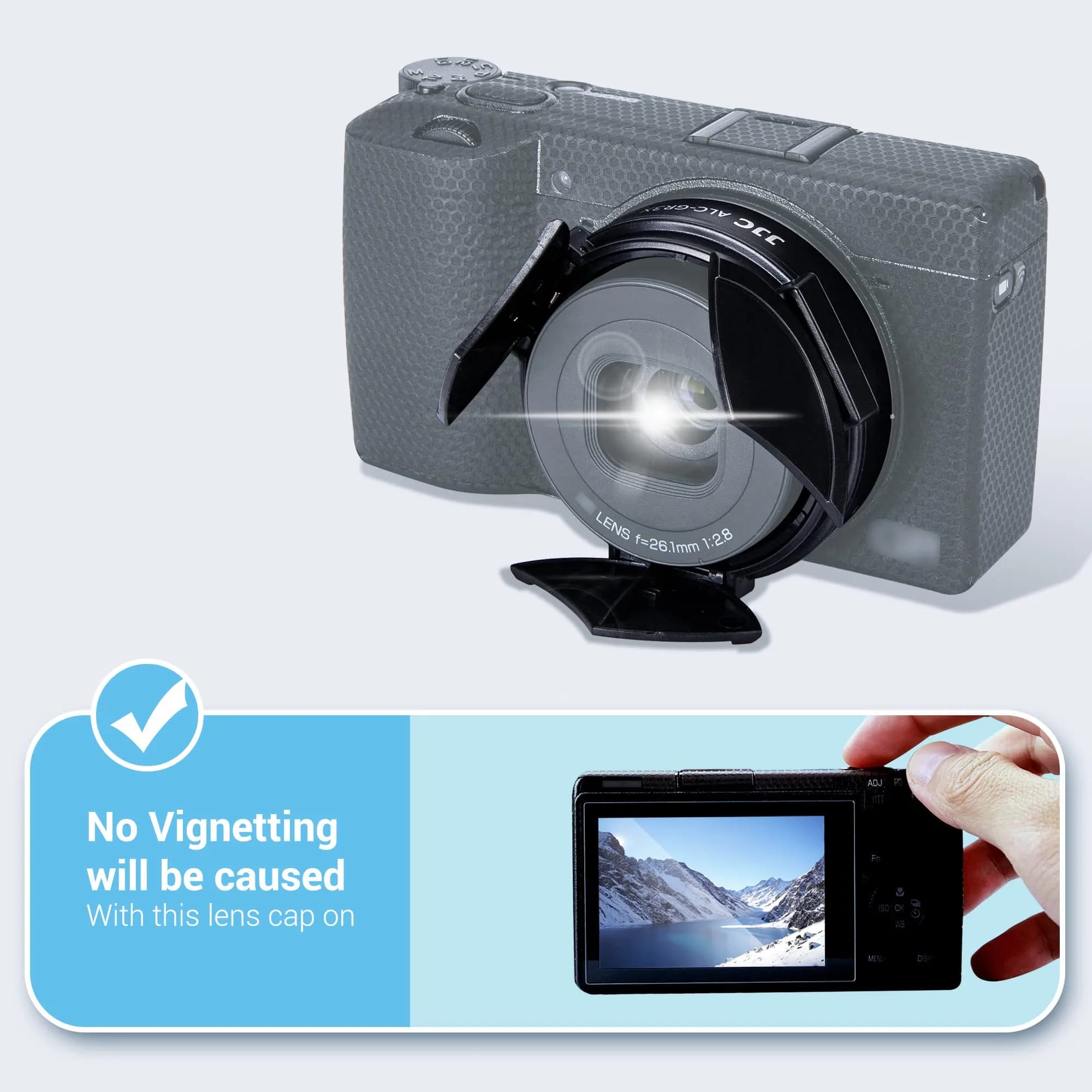 JJC Auto Lens Cap Cover for Ricoh GR IIIx & GR IIIx HDF | 5.6 cm (2.2 in) Diameter - view 4