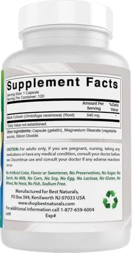 Best Naturals Black Cohosh 540 Mg | 240 Capsules for Hormonal Support in India thumbnail 6