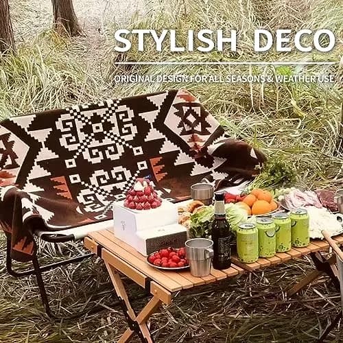 ACUSHLA Merino Wool Camping Blanket Aztec Brown | Breathable, Warm & Soft (70-120 chars) thumbnail 5