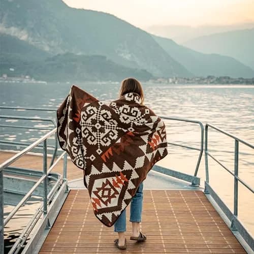 ACUSHLA Merino Wool Camping Blanket Aztec Brown | Breathable, Warm & Soft (70-120 chars) thumbnail 7
