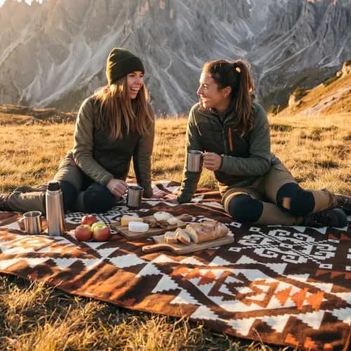ACUSHLA Merino Wool Camping Blanket Aztec Brown | Breathable, Warm & Soft (70-120 chars) thumbnail 2