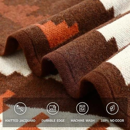 ACUSHLA Merino Wool Camping Blanket Aztec Brown | Breathable, Warm & Soft (70-120 chars) thumbnail 4