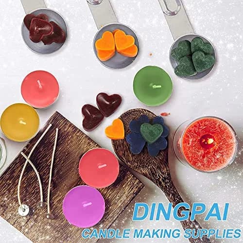 DINGPAI Candle Making Kit with 1300ml Pouring Pot, 1LB Soy Wax, 50 Cotton Wicks & Dyes | All-Season Craft Supplies thumbnail 6