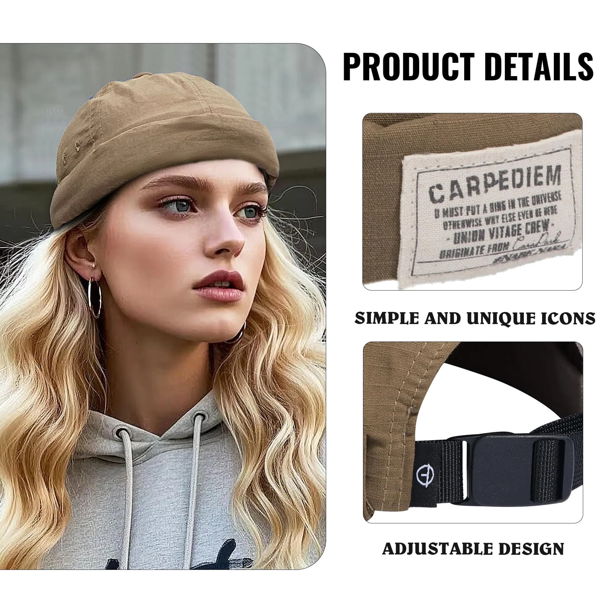 Croogo Rolled Brimless Docker Hat for Men | 56-60cm (22.04-23.62 inches) - view 4