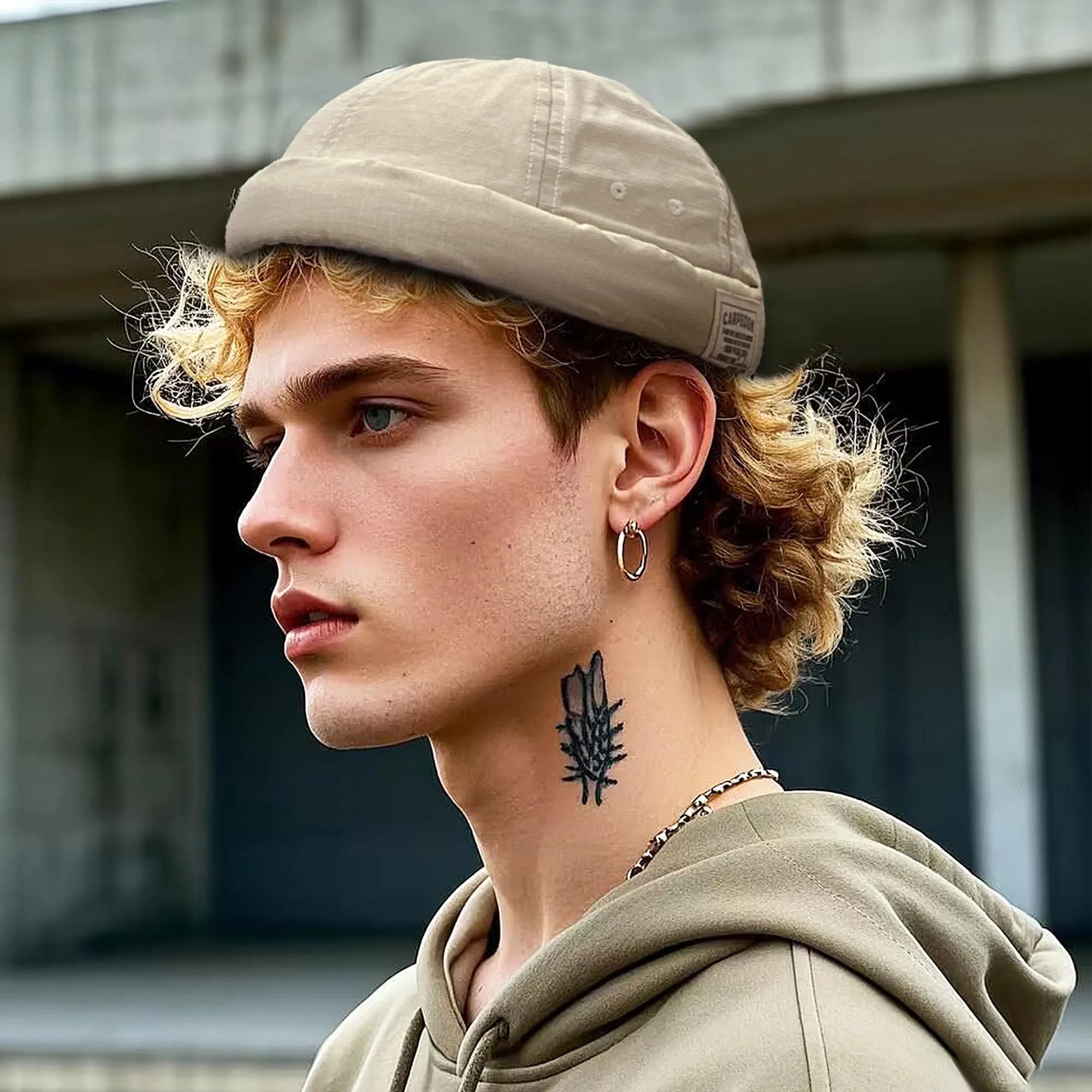 Croogo Brimless Docker Hat with Rolled Cuff & Buckle Adjustment - Beige (56-60cm / 22-23.6 inches) - view 2