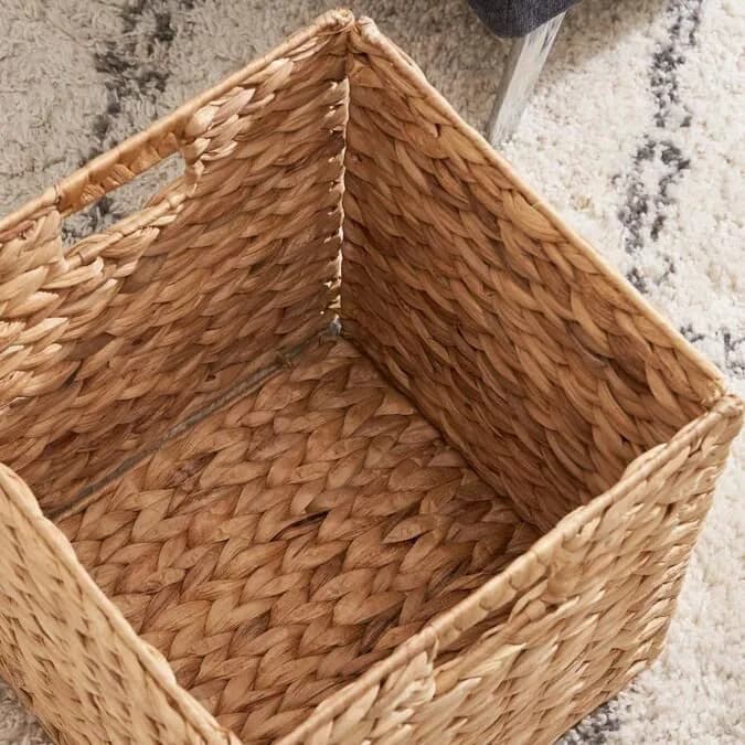 M4DECOR Water Hyacinth Storage Cube Baskets 30cm (12x12x12in) | Set of 4 Natural Woven Baskets for Shelves - view 4