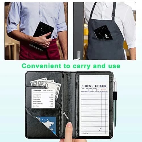 JANENFNA Server Books for Waitress with 7 Large Pockets | Organize Orders & Tips in Style (120 chars) thumbnail 4