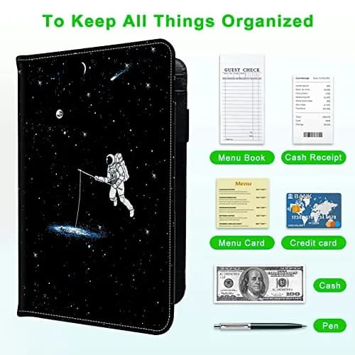 JANENFNA Server Books for Waitress with 7 Large Pockets | Organize Orders & Tips in Style (120 chars) thumbnail 5