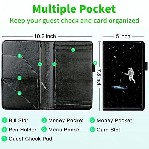 JANENFNA Server Books for Waitress with 7 Large Pockets | Organize Orders & Tips in Style (120 chars) thumbnail 3